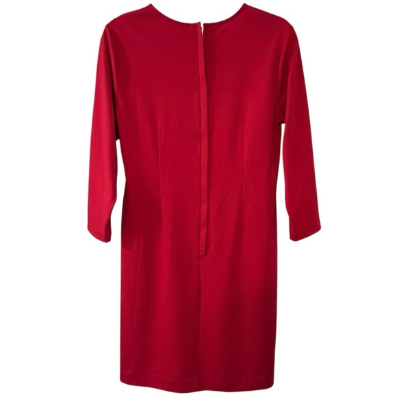 ANN TAYLOR Red Long Sleeve Shift Dress - Picture 2 of 4